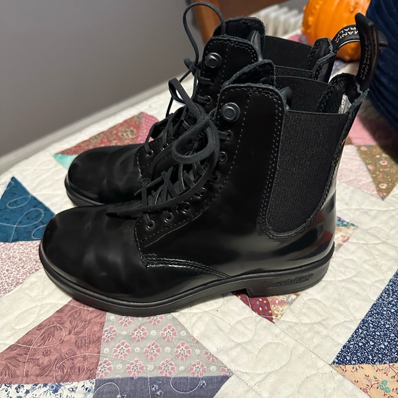 Blundstone 2219 lace up gore chelsea boot in black brush aus 4/us 7 - Picture 2 of 7